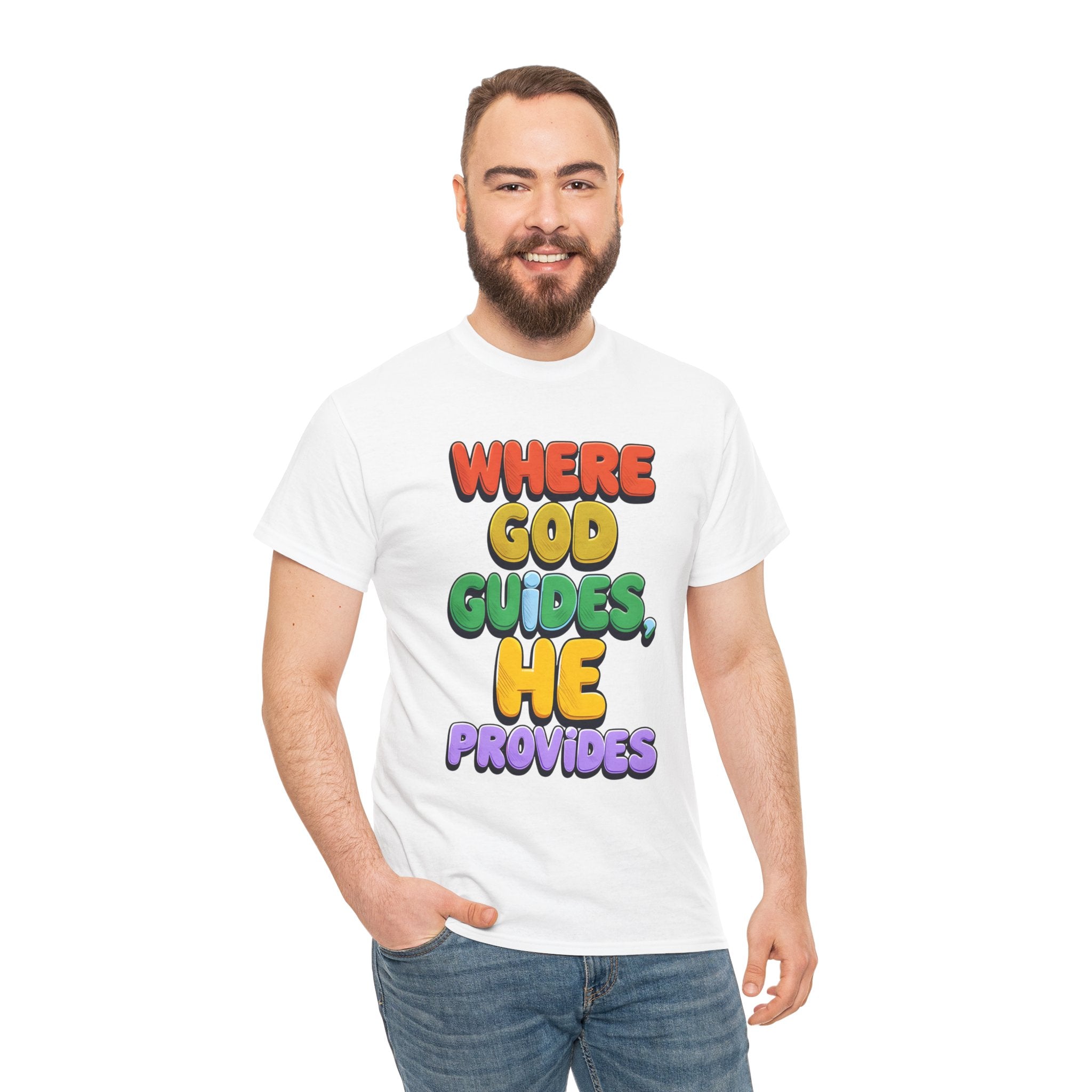 Where God Guides, He Provides | Unisex Cotton T-Shirt