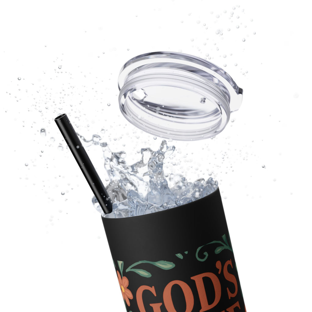 God’s love never fails. — 1 Corinthians 13:8 | Skinny Tumbler with Straw