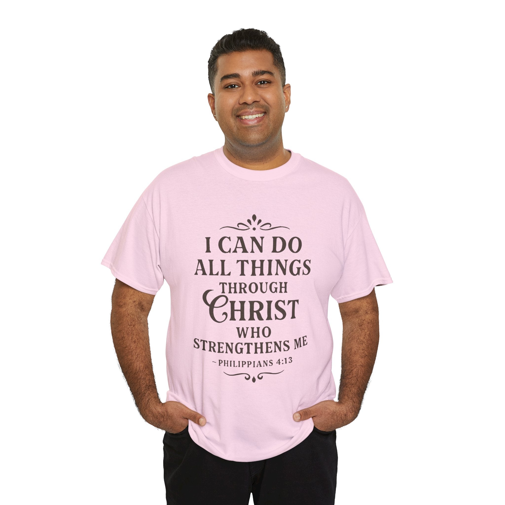I can do all things through Christ who strengthens me. — Philippians 4:13 | Unisex Heavy Cotton T-Shirt