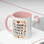 El amor de Dios nunca falla. — 1 Corintios 13:8 | Accent Coffee Mug