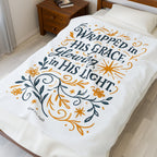 Wrapped in His grace, glowing in His light. | Cozy Velveteen Plush Blanket