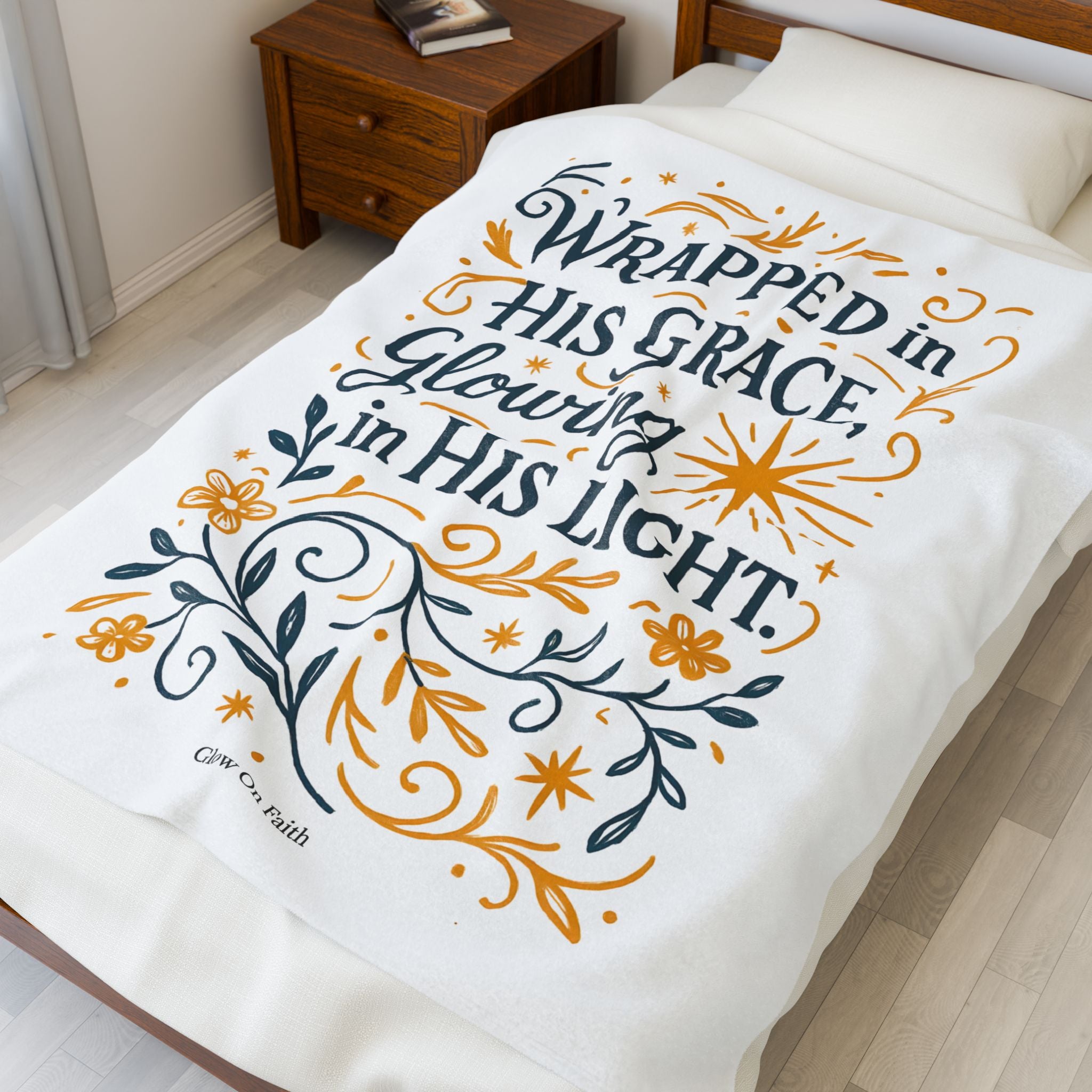 Wrapped in His grace, glowing in His light. | Cozy Velveteen Plush Blanket