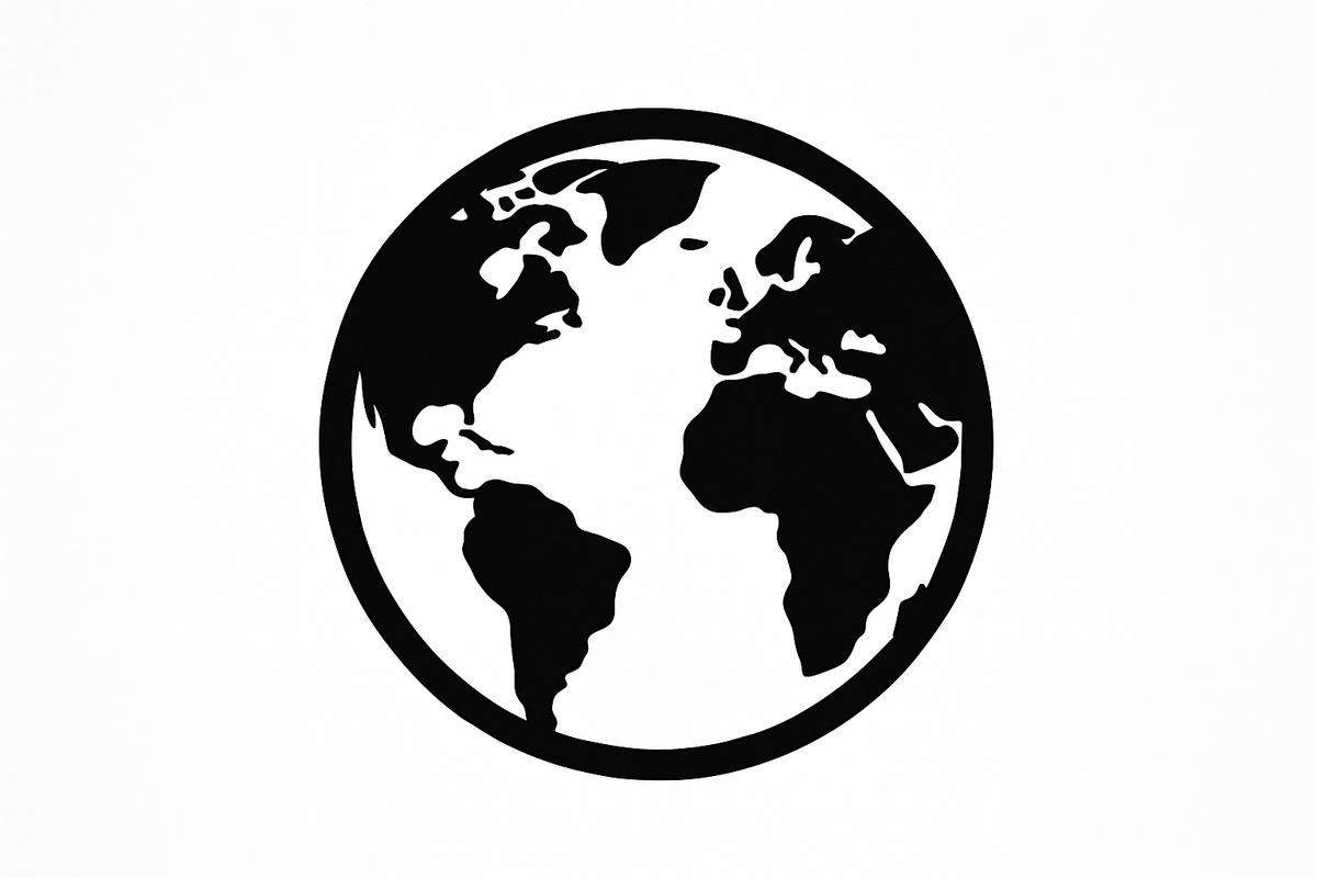 world icon black and white